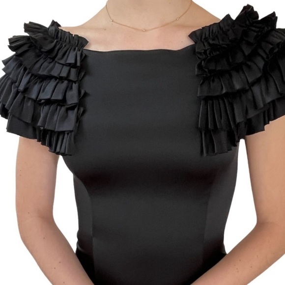 Thomas Wylde Black Silk Fitted Cocktail Midi Dress New Without Tags Medium - Picture 2 of 7